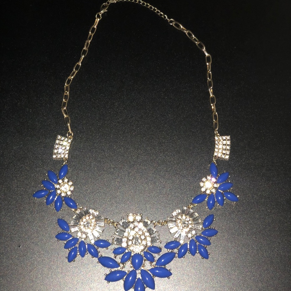 Blue Jeweled Statement Necklace